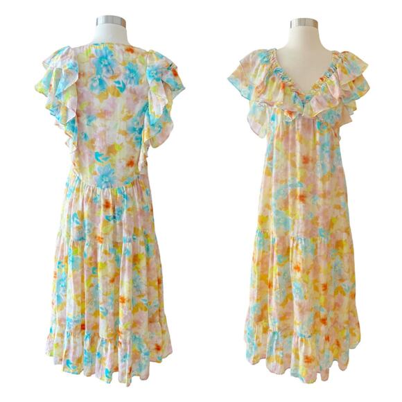 ROLLER RABBIT Ondine Dress Sandrio Floral Multicolor Pastels Cotton Silk Small - Picture 2 of 12